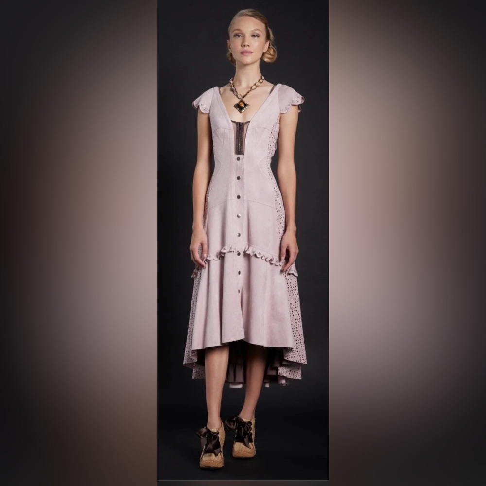 Byron Lars Vegan Suede Hi-Lo Dress – pale pink– Size 4 – NWT - Picture 6 of 16